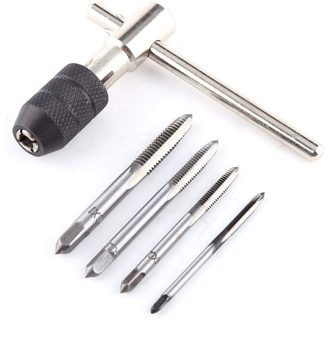 Handtaphouder Draad Schroefdraad Tap Wrench Handvat, met 4 stuks Rechte Fluit Kranen M3/M 4/M5/M6 voor Handtappen Bediening