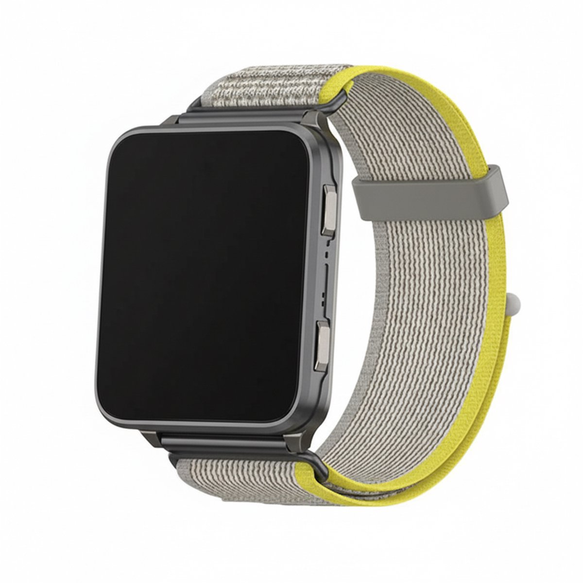 Nylon loop bandje - geschikt voor Garmin Venu X1 - trail band - klittenband - grijs geel