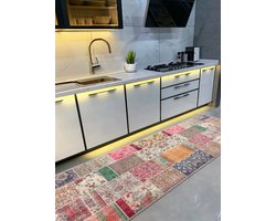 Vloerkleed 80x220cm - Keukenloper - Halloper - Patchwork - Wasbaar Antislip Zacht Tapijt