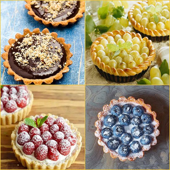 Moules à tartelettes YONO - Mini moules à tartelettes 8 cm - Moules à tartelettes - Moules à quiches à fond amovible - Lot de 8