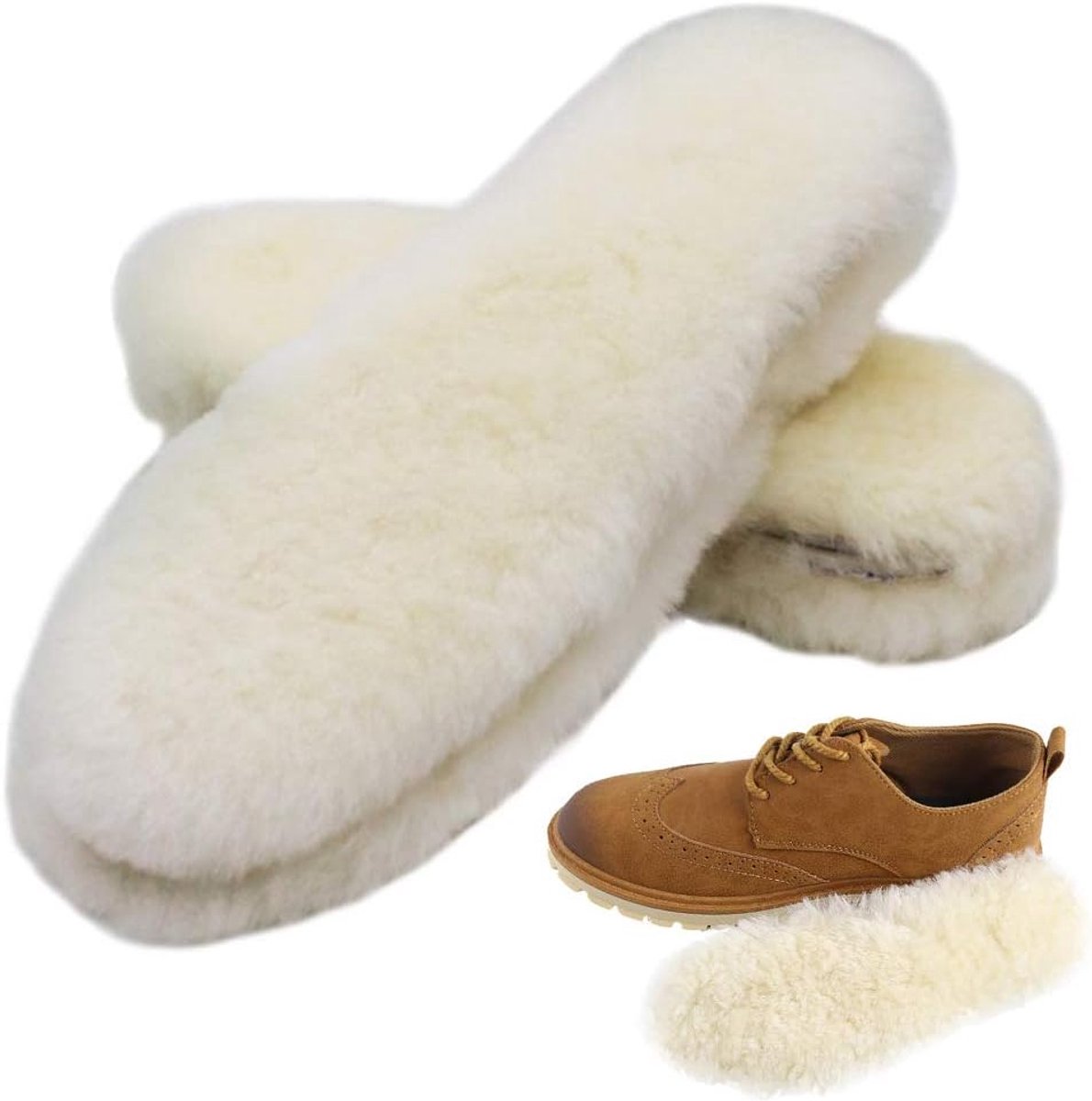 Daity 2 Pairs - Verdikte wollen inlegzolen, warme en zachte vervangende wollen inlegzolen, comfortabel en ademend, geschikt voor schoenen, laarzen en pantoffels (maat 40, 25 cm)