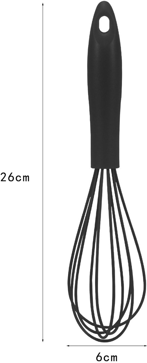 Eierklopper, geschikt voor antiaanbakpannen, zwart, 26 cm