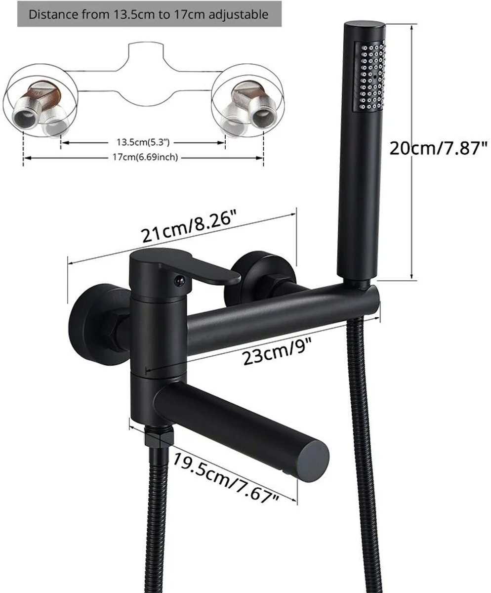 Zwarte badkraan douchekraan douche set douche waterval kraan badsysteem met zwarte handdouche