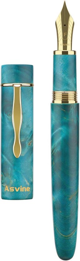 Asvine V800 Vulpen -Vacuum Vulsysteem met Grote Inktcapaciteit-Nummer 8 Stub Penpunt 1.1mm Kalligrafie Kunst Tekenen met Sleutel - Amber