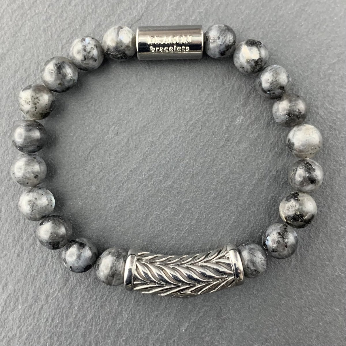 Dragon Bracelets Heren Armband - Royal Viking - Grijs Zwart - Labradoriet Natuursteen