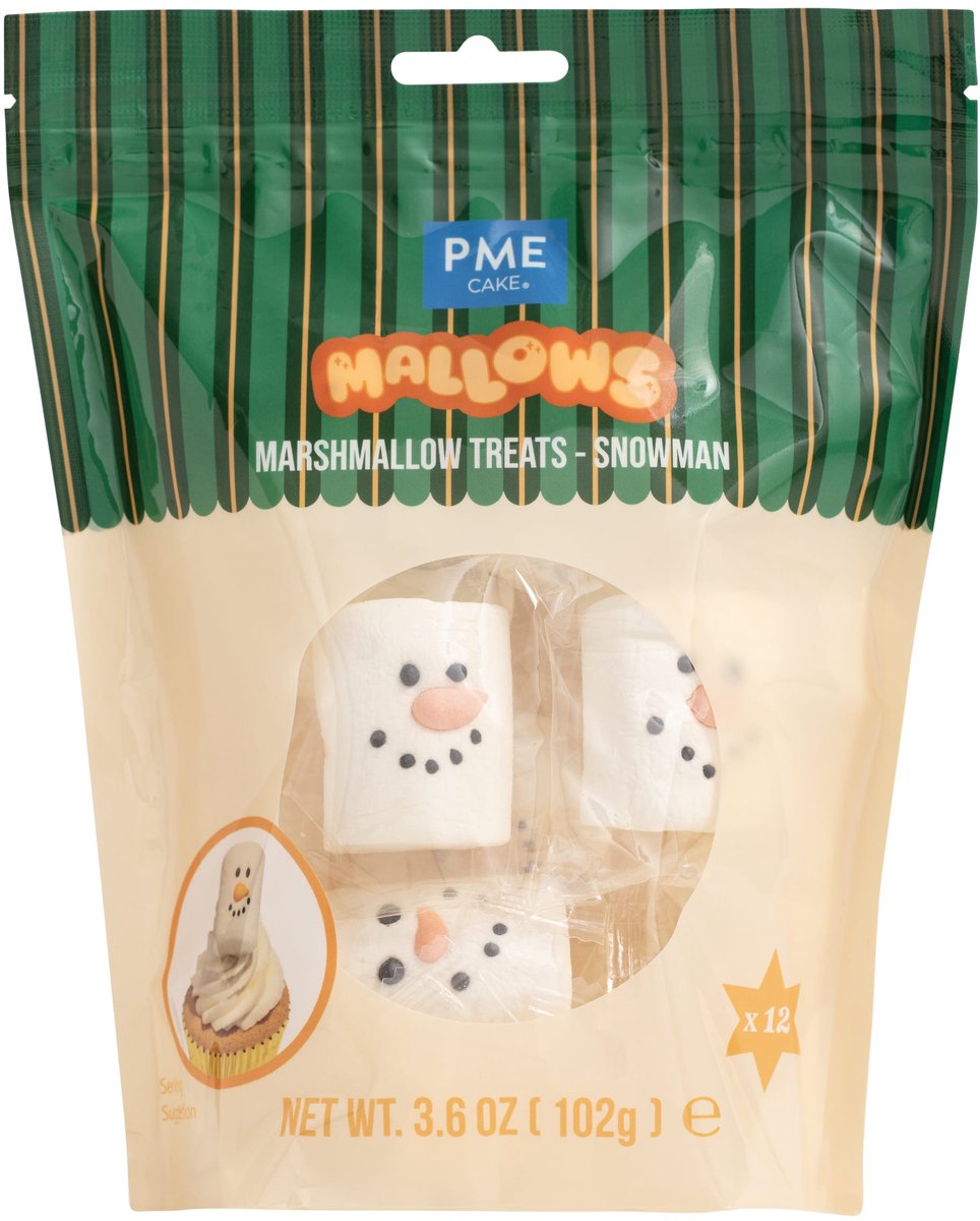 PME Kerst Marshmallow Decoraties Sneeuwpop pk/12