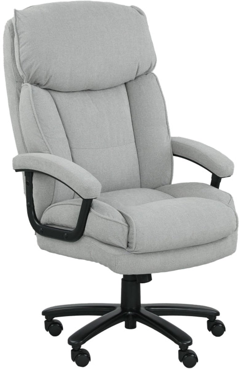 Merax Ergonomische Bureaustoel voor Zware Personen - 200 kg Draagkracht - Luxe Linnenlook - Extra Hoge Rugleuning - Wipfunctie - Verstelbare Zithoogte - Lichtgrijs