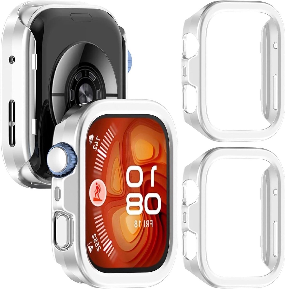 Provento - Hoesje voor Huawei Watch Fit 4 - 2 Pack - Hard plastic - Anti-bump - Zilver.