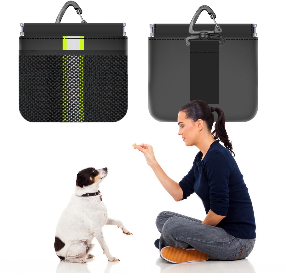 Huisdier Traktatie Zakken - Honden Snacks - Outdoor Training - Grote Capaciteit - 12.5 x 11 cm - Zwart