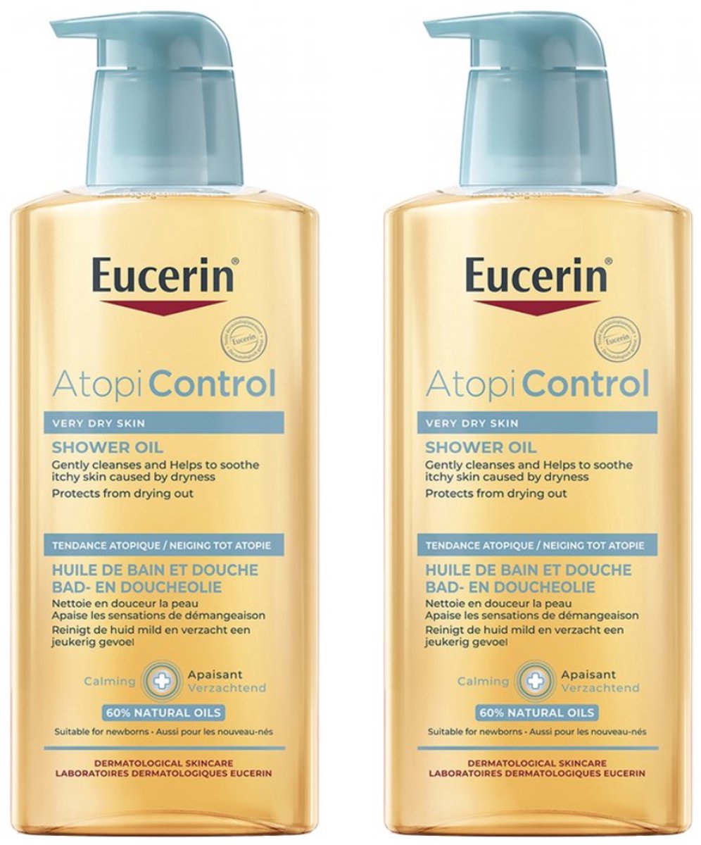 Eucerin AtopiControl Bad- en Doucheolie - Shower Oil - Droge Huid - Geschikt voor Eczeem - 400 ml - Voordeelverpakking - Bundel van 2