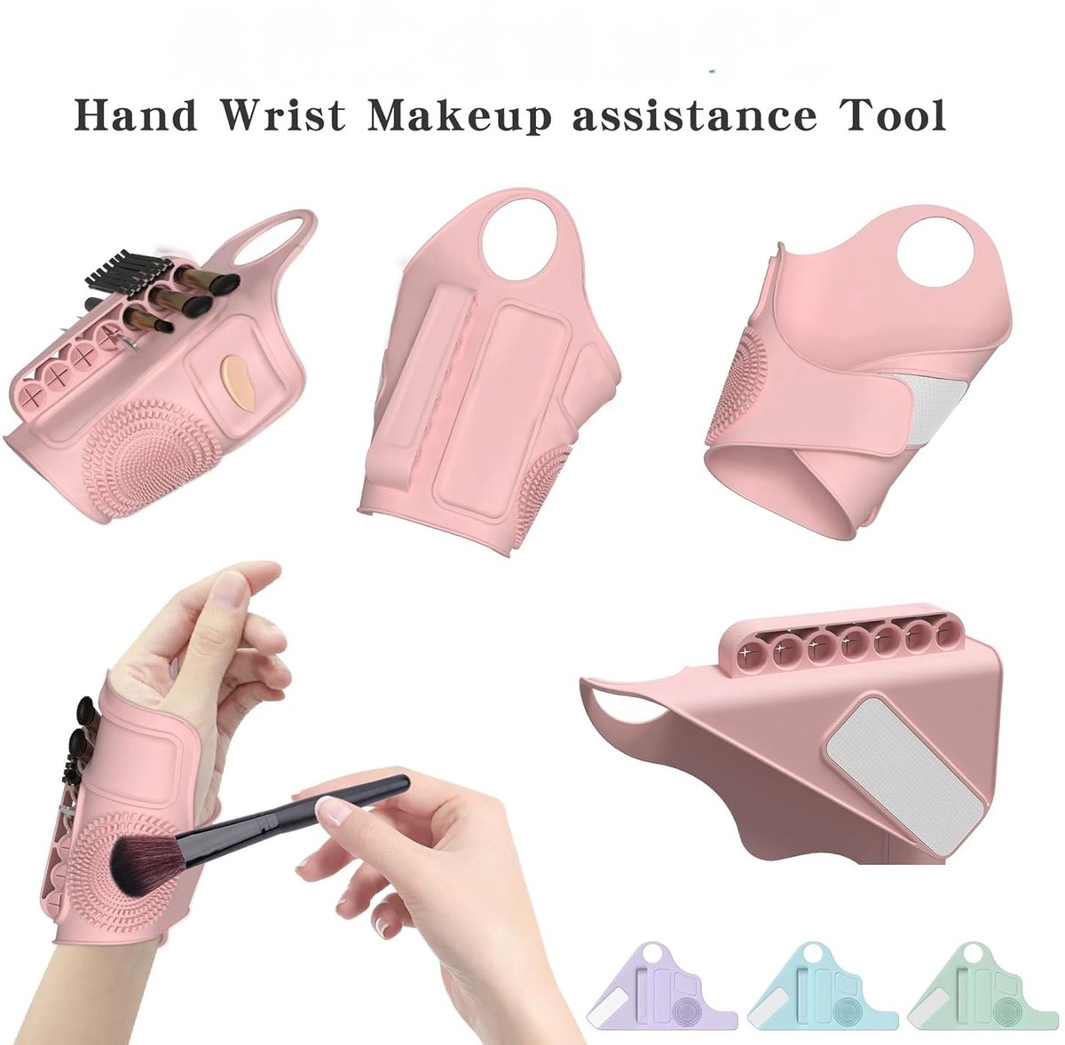 1-pack - Siliconen make-up polsbandje - Multifunctionele make-up tool band - Polsbandje - Roze