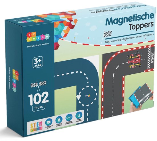 By Baboo® Magnetic Tiles Toppers - Wegen & Racebaan - Magnetische Toppers - Magna Magnetisch Speelgoed Sinterklaas Cadeau Jongens Meisjes - Formule 1 - Educatief Mind Montessori Kinderspeelgoed 3 Jaar, 4 jaar, 5 jaar, 6 jaar, 7 jaar, 8 jaar, 9 jaar