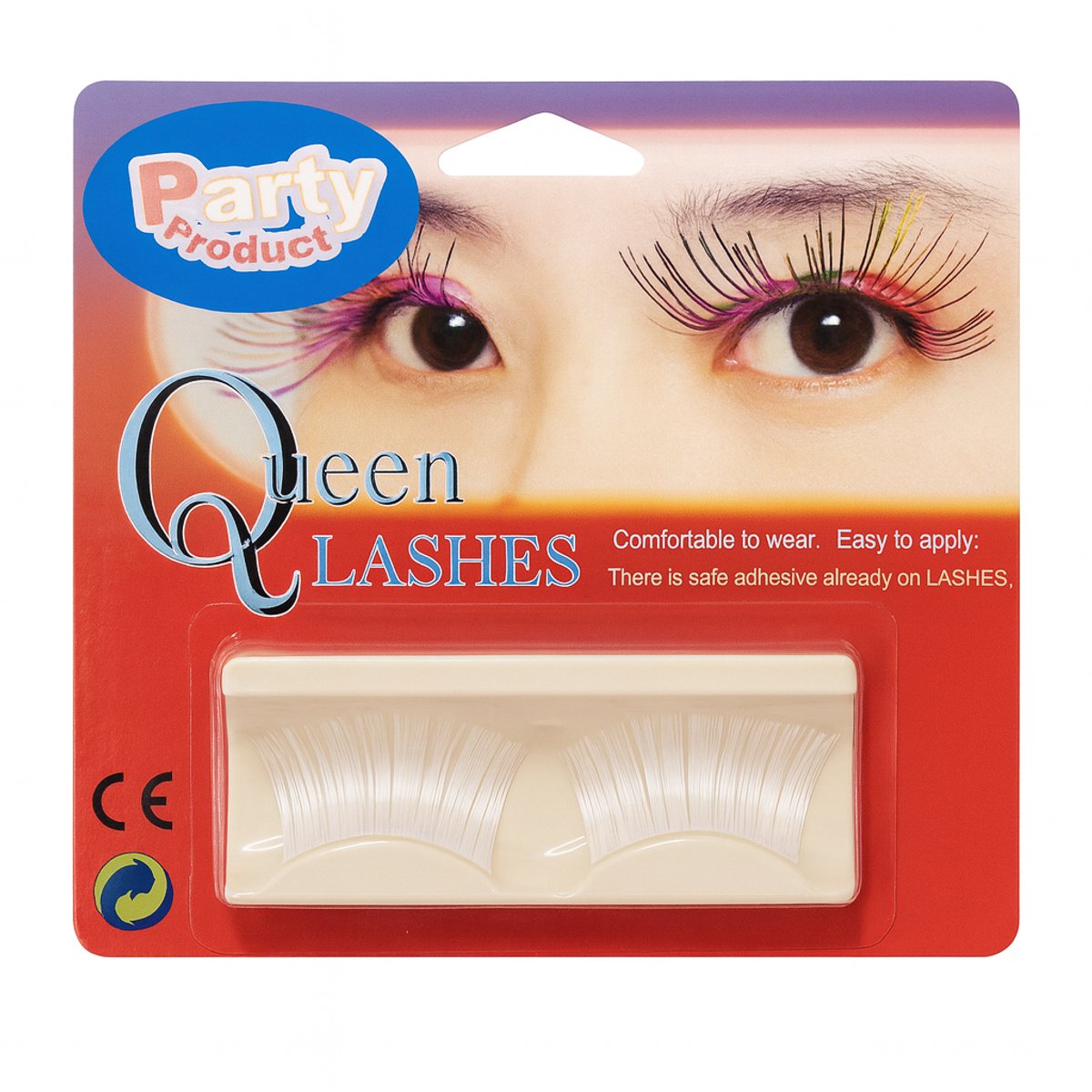 Witte Nepwimpers – Party Product Queen Lashes – Lange Feestwimpers voor Carnaval, Cosplay & Themafeesten