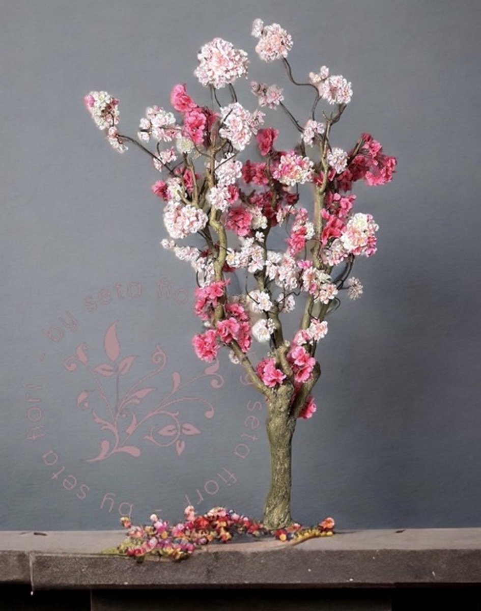 Seta Fiori - Kunst Bloesemboom - Kunstboom - donker roze / roze - 120cm - Voor binnen - Kersenbloesem boom - Sakura