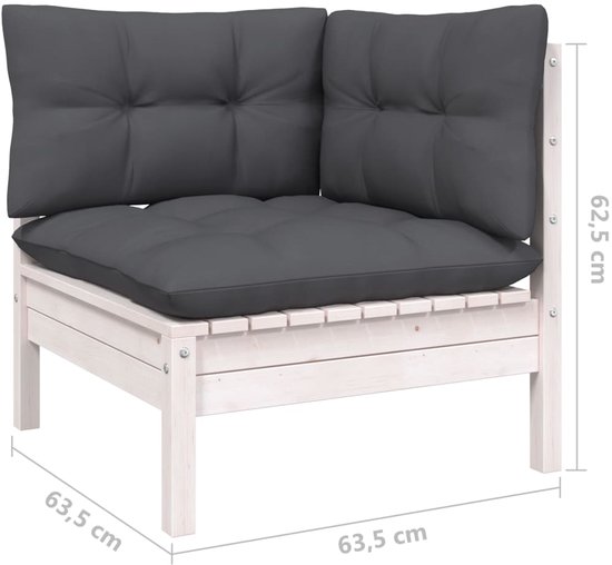 vidaXL Ensemble de salon 7 pièces avec coussins Bois de pin Blanc