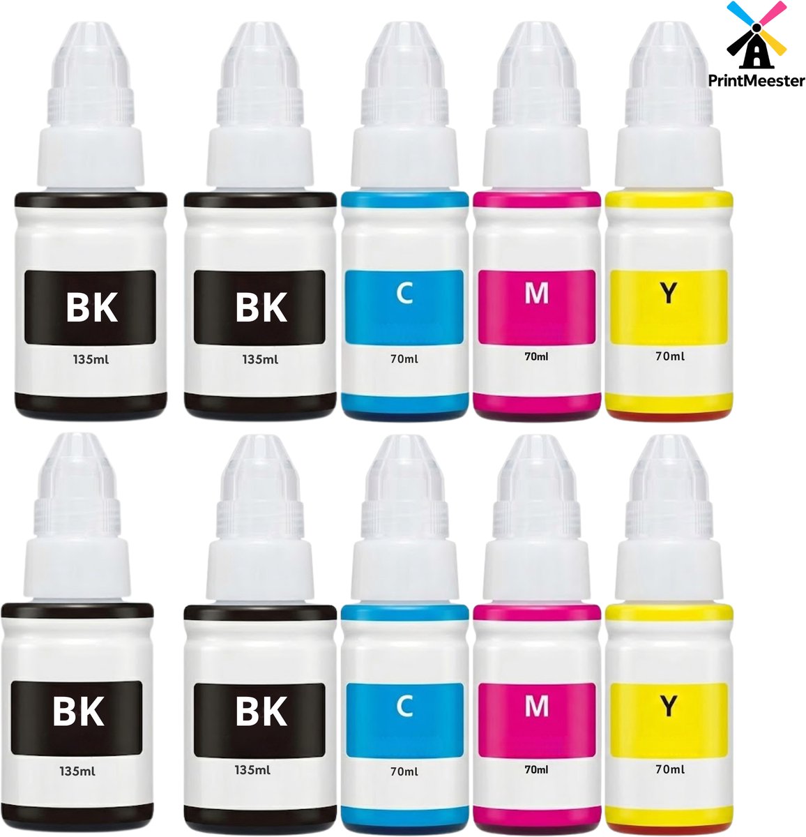 Huismerk Universele Navulinkt Multipack - 10 Flessen (4x Zwart + 2x C/M/Y) - Voor Canon Pixma G-Serie (GI-490 / GI-590 / GI-50 / GI-51) - Geschikt voor G1500, G2500, G3500, G4500 & G6050 960ml