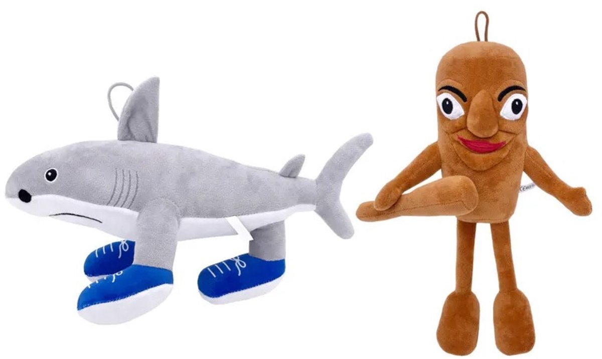 Happy Trendz® – Italian Brainrot Duo Set 30 cm – Tralalero Tralala Haai + Tung Tung Tung Sahur │ Super Zachte TikTok Plush │ Viral Knuffel Gift Set