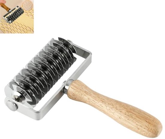 Roestvrij stalen roldeegsnijder, pizzarooster roller rooster roller snijder keuken koken bakgereedschap, houten handvat, koekjestaart keuken bakkerij gereedschap, bakken ambachtelijke doe-het-zelf bakgereedschap