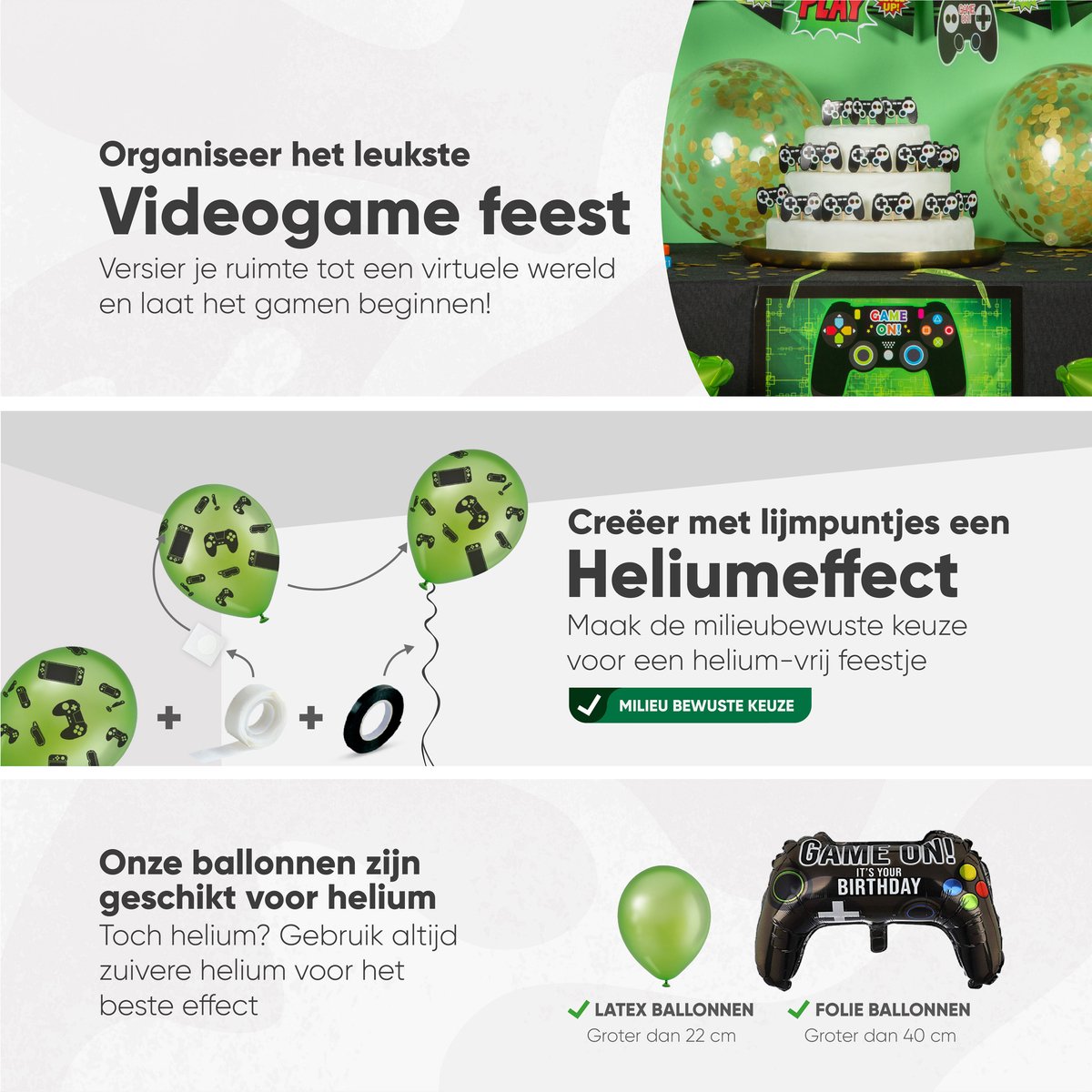 Fissaly 100 Stuks Video Game Verjaardag Versiering Set met Ballonnen - Groen — afbeelding 5