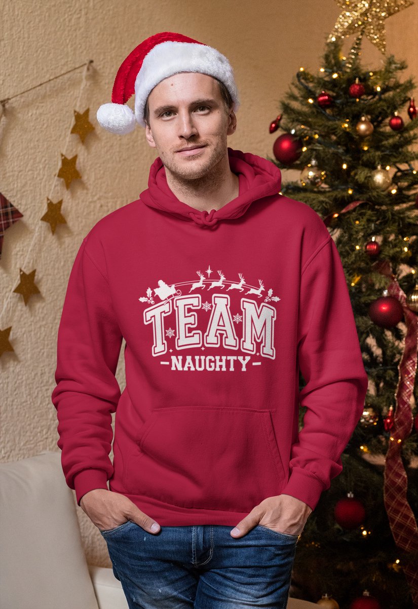Team Naughty - Kersttrui - Kerst Trui Rood - Grappig Kersttrui - Maat M - Limited Edition