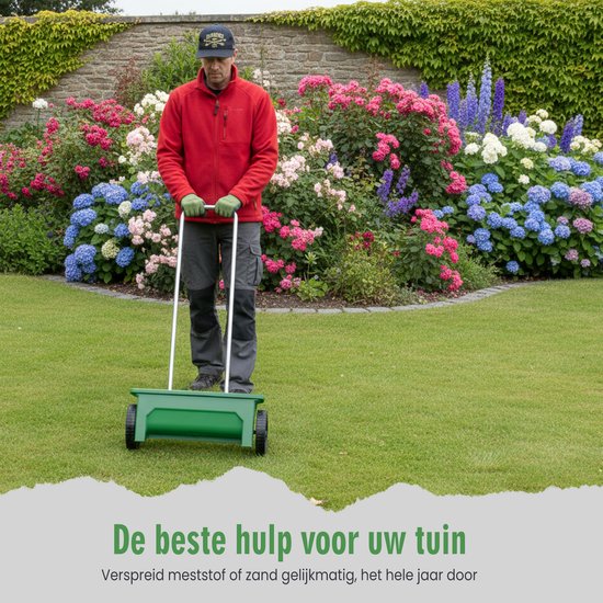 Muntel® Strooiwagen - Strooikar - Zoutstrooier - Verstelbaar - Winter - Zout - Ijs - Tuin - Terras - 12 L van Muntel — afbeelding 4