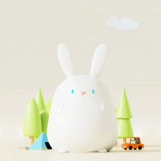 Heppie® Rabbit Lamp - Konijn - Bunny - Nachtlampje voor Kinderen & Baby - Siliconen - Lampje Slaapkamer - Knijplampje - Touch lamp - kraamcadeau - babyshower - bang in het donker - baby cadeau - Melamine & BPA-vrij - Geboorte Cadeau - nachtlampje van Merkloos — afbeelding 2