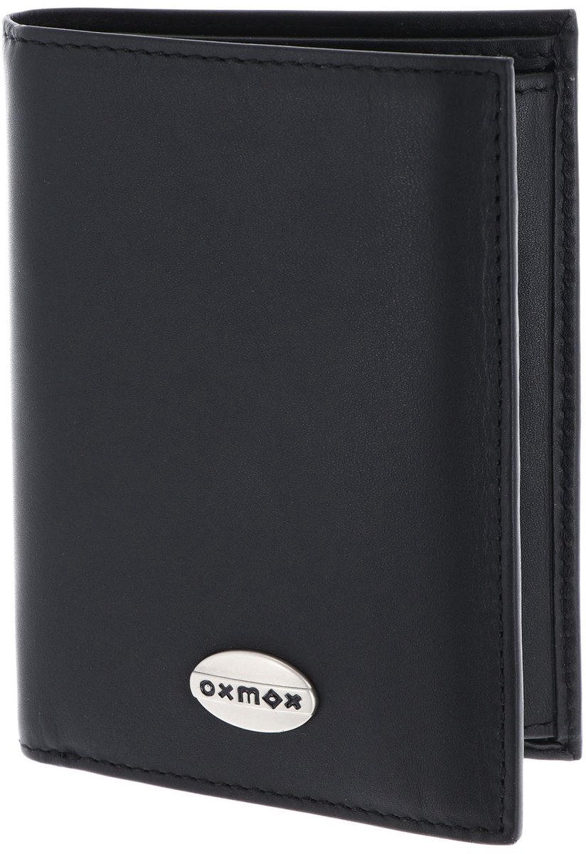 oxmox Leren portemonnee Leather Kombibörse Pure Metal Round Black zwart