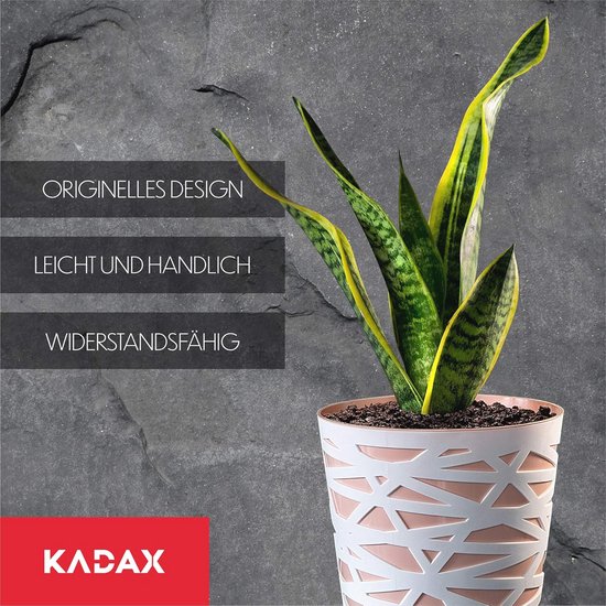 KADAX Pot de Fleur Pot Décoratif Rond en Plastique Pot Décoratif Pot de Fleurs pour Plantes de Balcon Pot de Fleur d'intérieur Pot de Fleur Léger Pot de Fleur Moderne (17 cm, Couleurs Pêche)