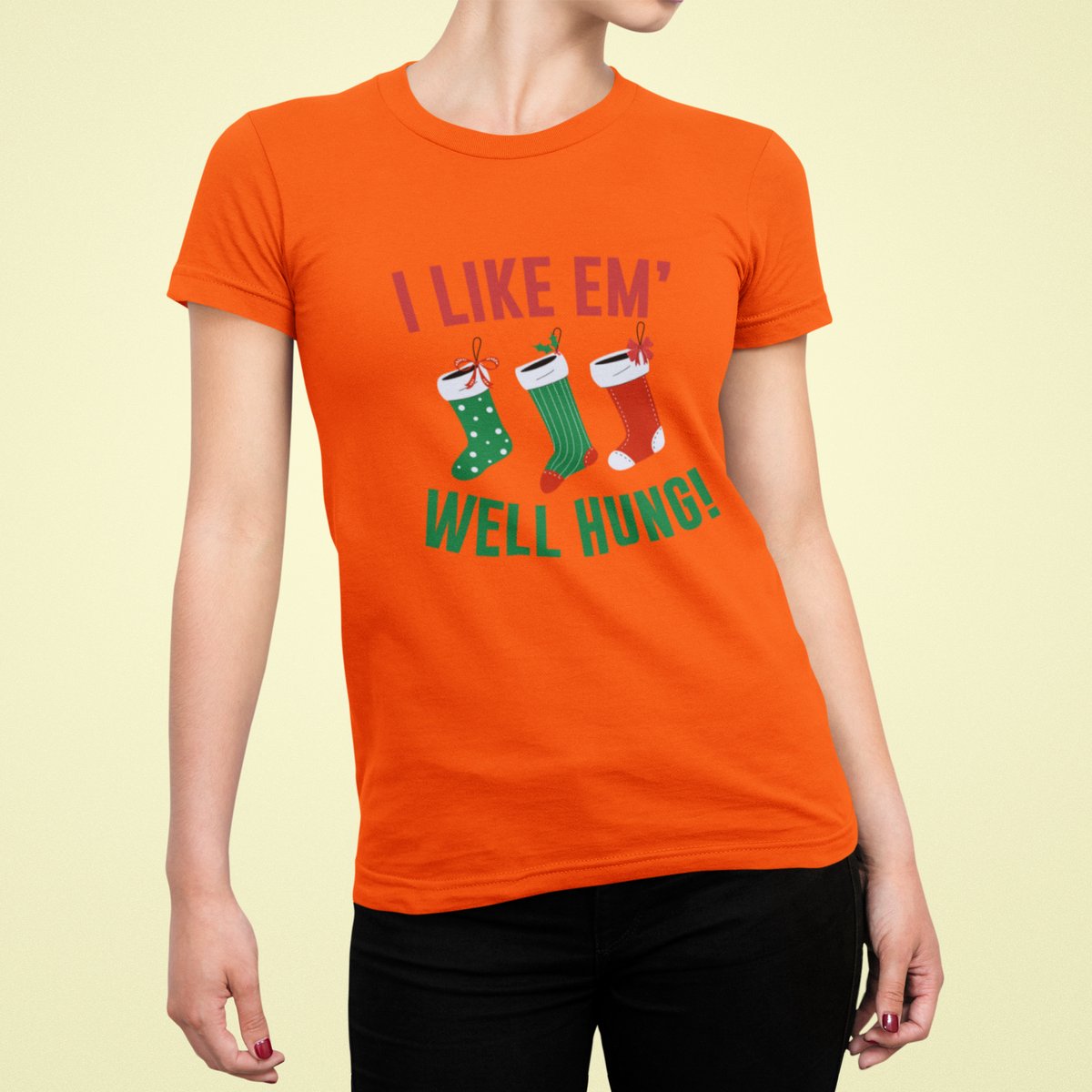 I Like Them Well Hung - T-shirt Vrouw - T-shirt Oranje - Grappig T-shirt - Maat S - Cadeau Vrouwen - Limited Edition