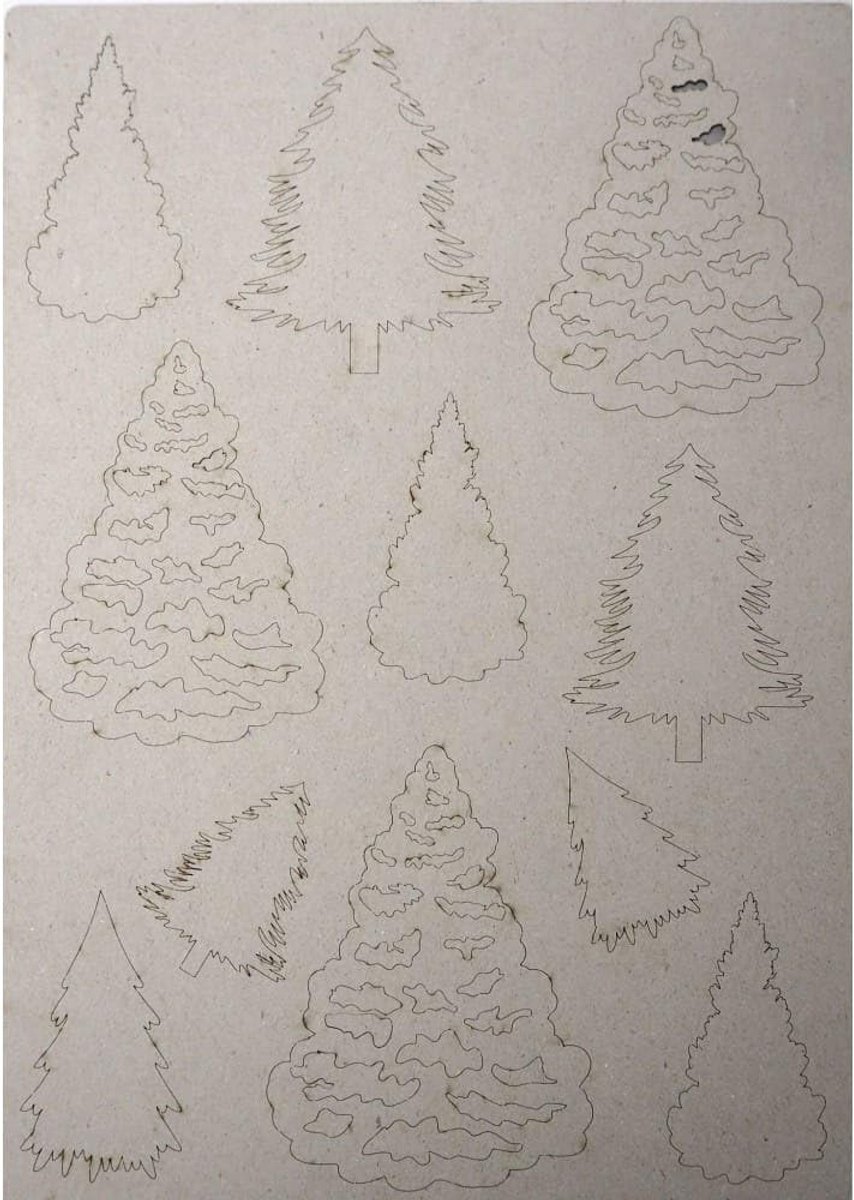 EEGBTREES - Creative expressions mixed media - Trees pop-erns - kartonnen uitdruk dennebomen - kerstboom - karton - kaarten maken - voorgestansd