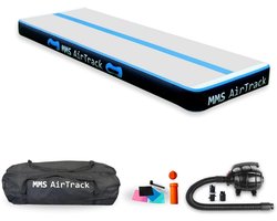 MMS AirTrack Plus Turnmat – 300x100x20 cm– Professionele Opblaasbare Gymmat – Incl. Pomp & Draagtas –Blauw