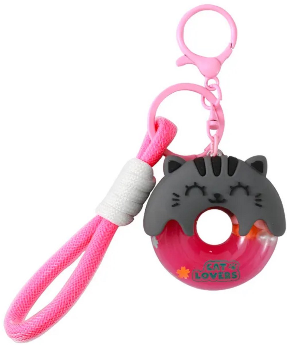 iTotal Sleutelhanger Donuts Grijze Kat Keychain Donuts GREY CAT Plastic and Metal 5.0x5.2x1.8cm