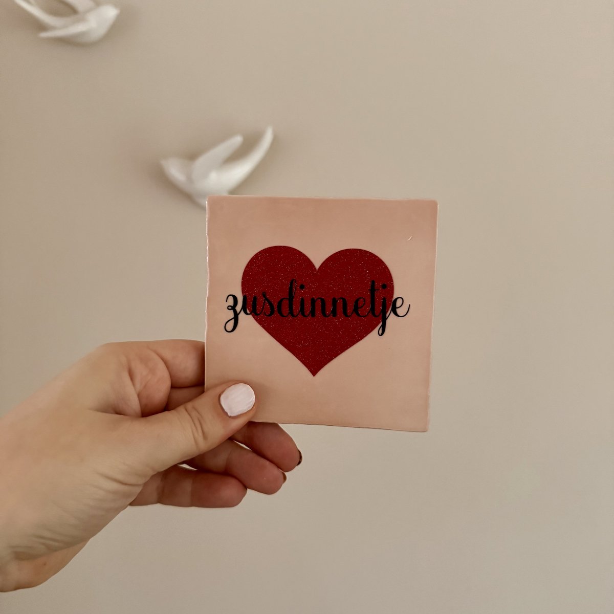 Wij&Blij - zus dinnetje - roze - tegeltje - spreuktegeltje - moederdag - cadeau - kleinigheidje - bedankje - interieur - decoratie - house warming - verjaardag - afscheid - vriendschap - vriendin