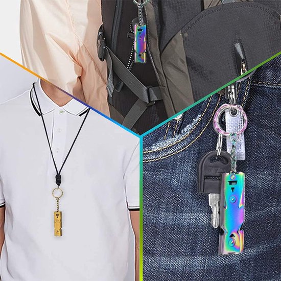 Lmyzcbzl Trillerfluitje, 2 Stuks Noodfluitjes, Metalen Noodfluitje, Fluitje met Sleutelhanger, Voor School, Gym, Outdoor, Kamperen, Wandelen, Jagen, Klimmen