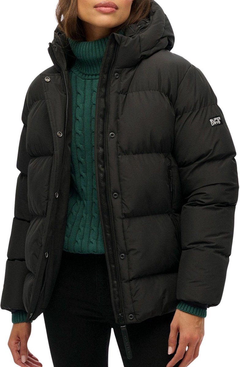 Superdry Hooded 5 Baffle Sports Puffer Jas Dames Zwart