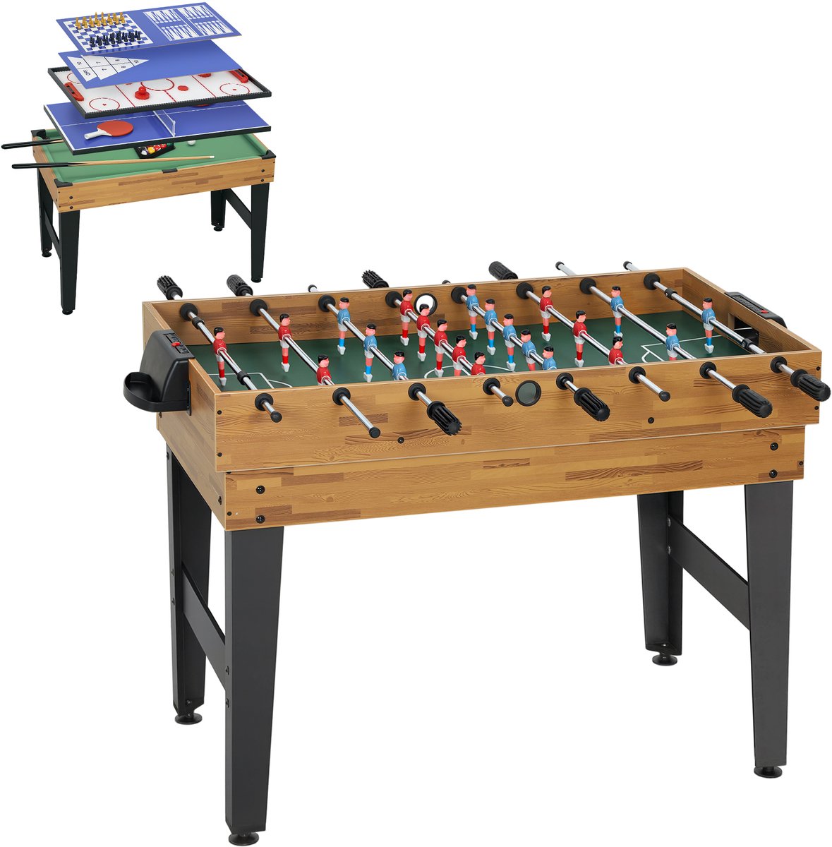 SPORTNOW 13-in-1 speeltafel - stabiel - snel verwisselbaar - bruin