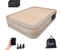 FLOAT 2 Persoons luchtbed - <3 min snel opgeblazen - Inclusief 2 opbergzakken, draagtas en reparatiekit - 203x152x46 cm - Zelfopblazend Twee persoons luchtmatras - Ingebouwde elektrische pomp - Stevig Logeerbed - CloudSpring
