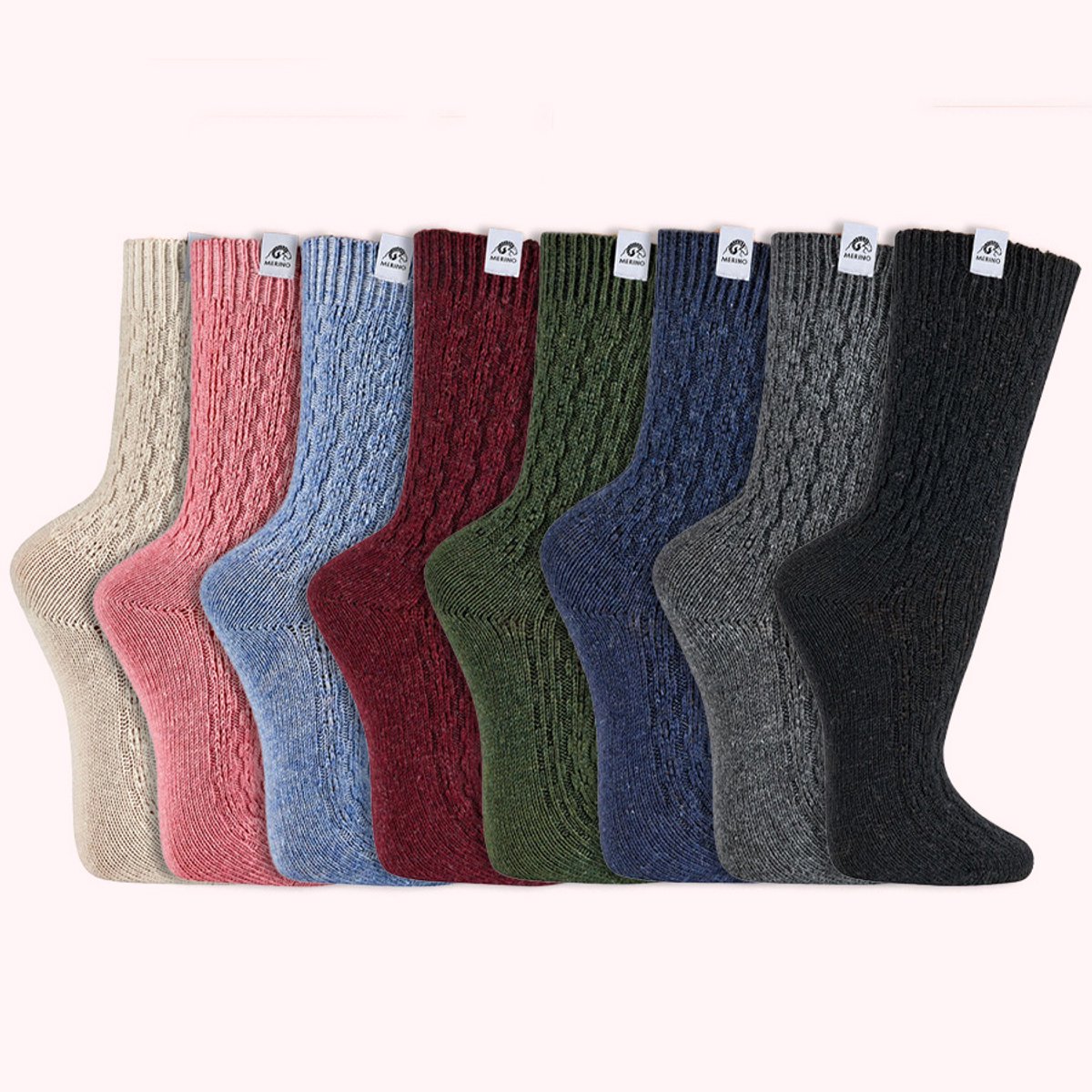 Wollen sokken Merinowol Jacquardpatroon Diverse kleuren Diverse maten 6 paar Zwart
