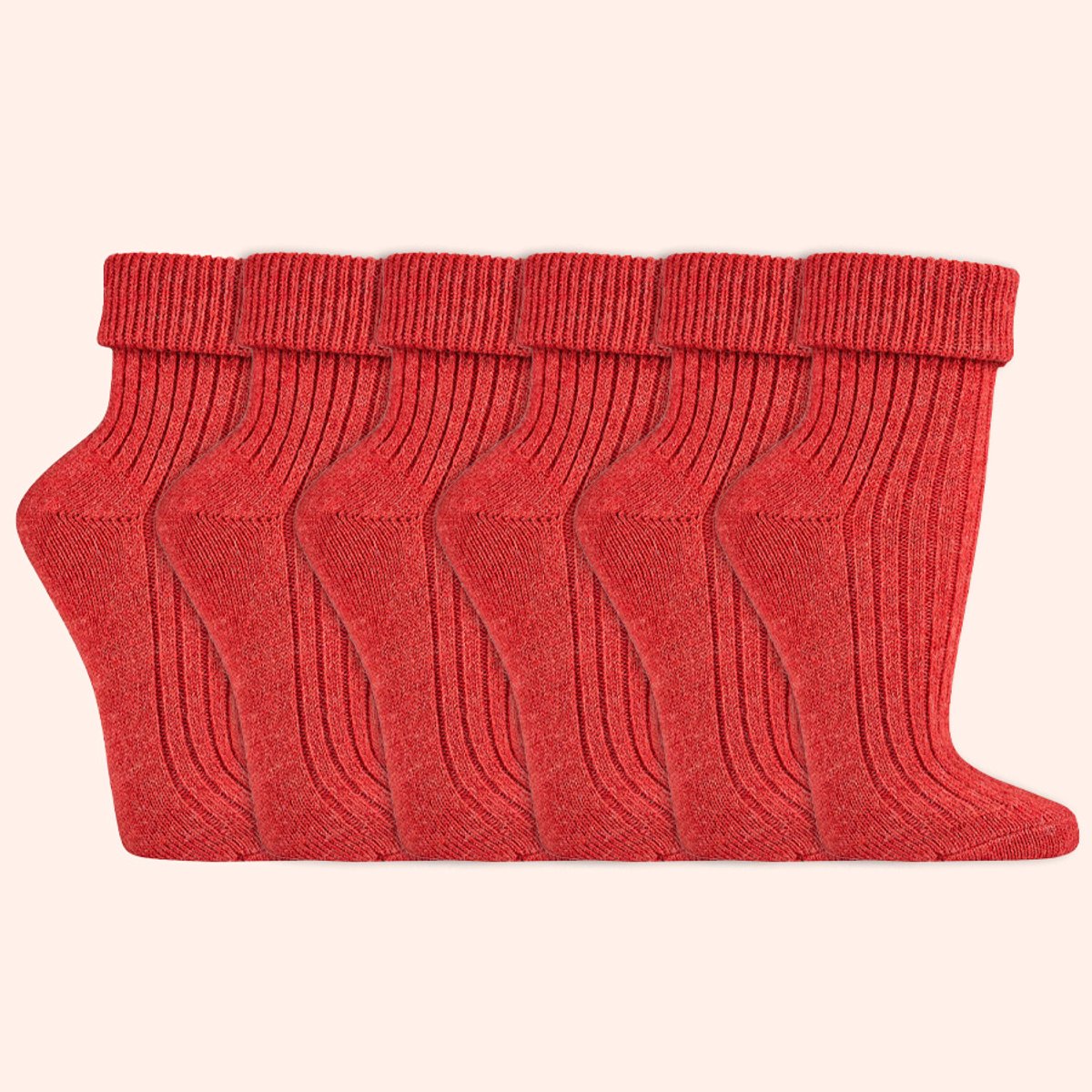 Wollen sokken | Dames sokken | 100% Natuurlijk | Kleur: Oranje | 35-38 / 39-42 | 6 paar