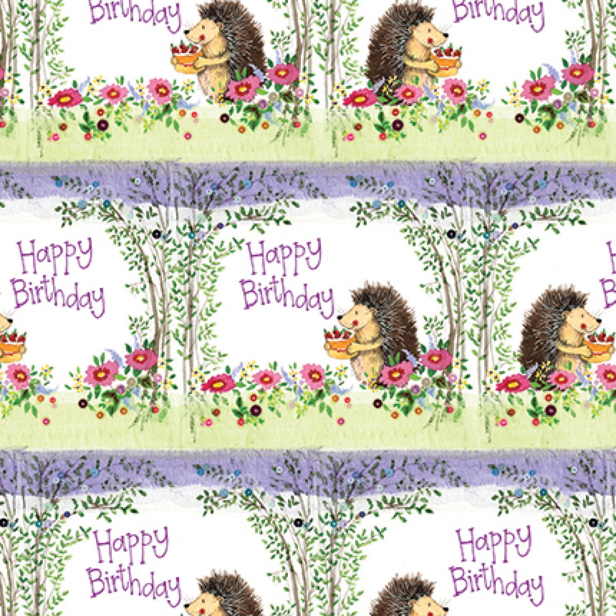Alex Clark BIRTHDAY HEDGEHOG FOLDED GIFTWRAP - Cadeauverpakking met labels Egel