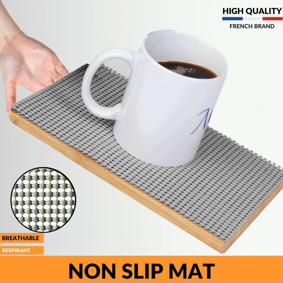 Candala Antislip Lademat voor Keukenladen en Planken, Weewam 45 x 400 cm Rol met EVA Antikleef Gripmat voor Keukenkastvoering, Wasbare Beschermende Mat, Perfect voor Thuis en Kantoor, Campervan - Grijs