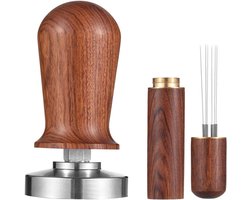 2 stuks 51 mm espresso-stamper en roerset - tampers - gekalibreerde koffiestamper met veerbelaste - platte 304 roestvrijstalen basis - koffiestamper - voor cafés en koffieliefhebbers