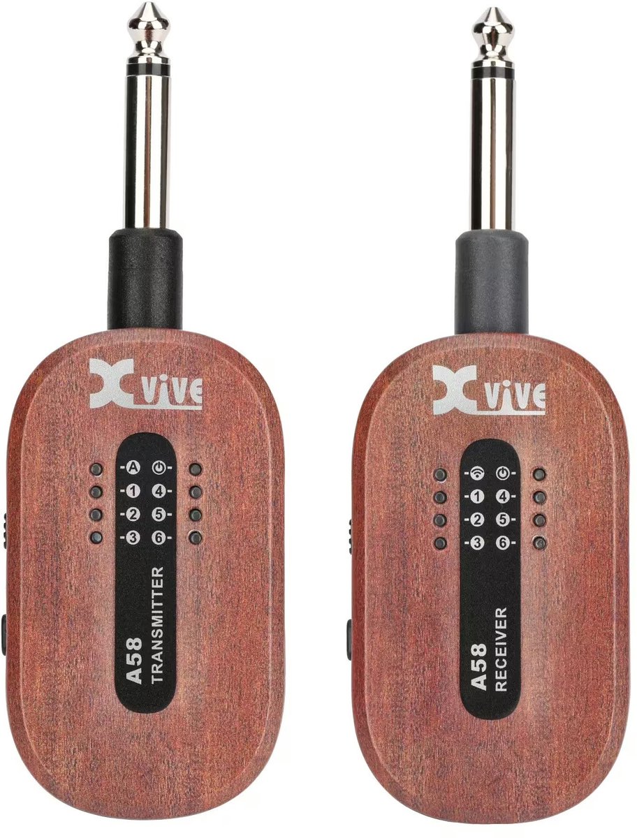 Xvive A58 Wireless Guitar System 5.8 GHz draadloos gitaarsysteem mahonie