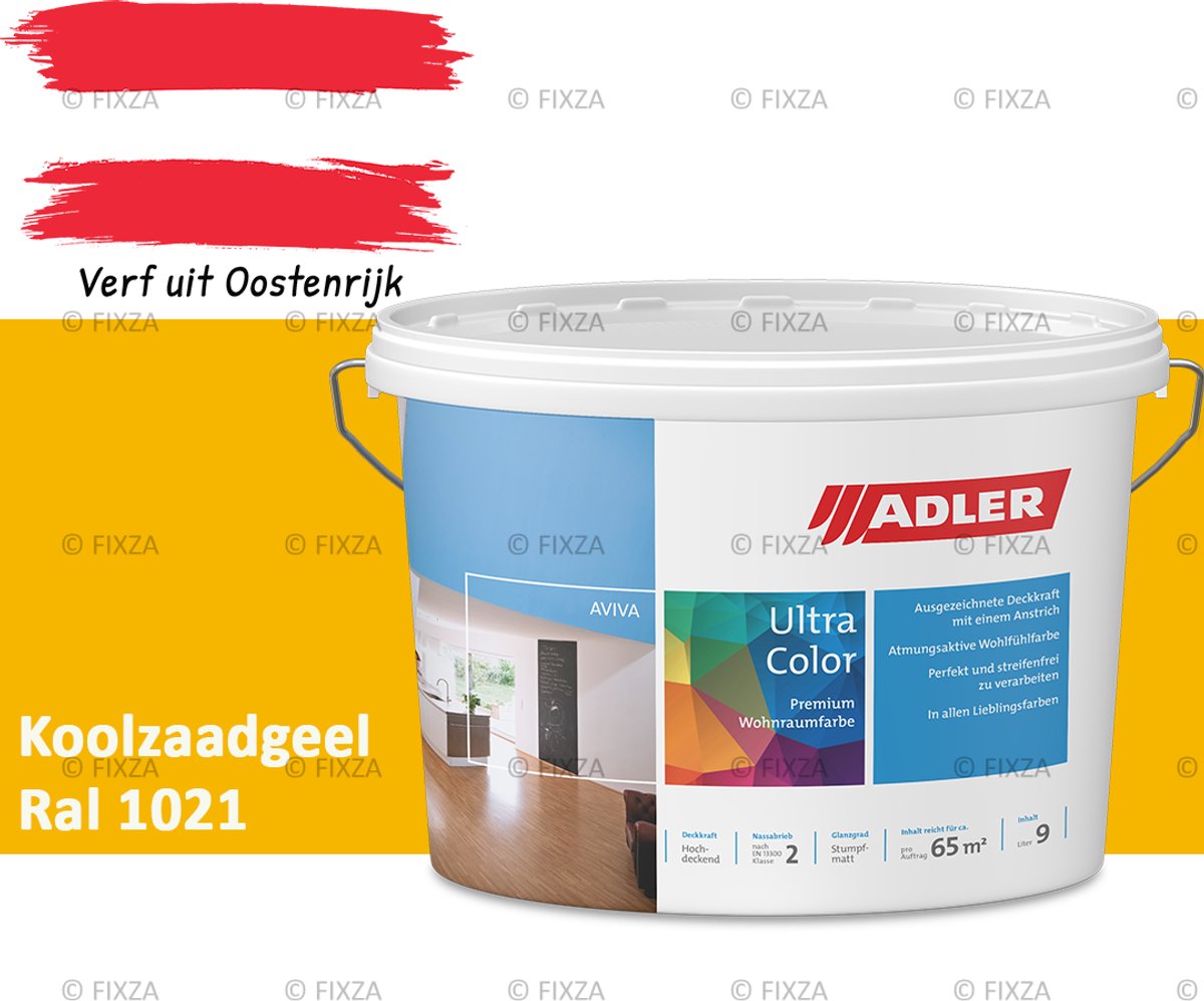 ADLER Aviva Ultra-Color SD Muurverf – Premium Matte Binnenmuurverf met Smart-Dry Technologie – Streeploos & Hoge Dekking – Koolzaadgeel – 3 Liter