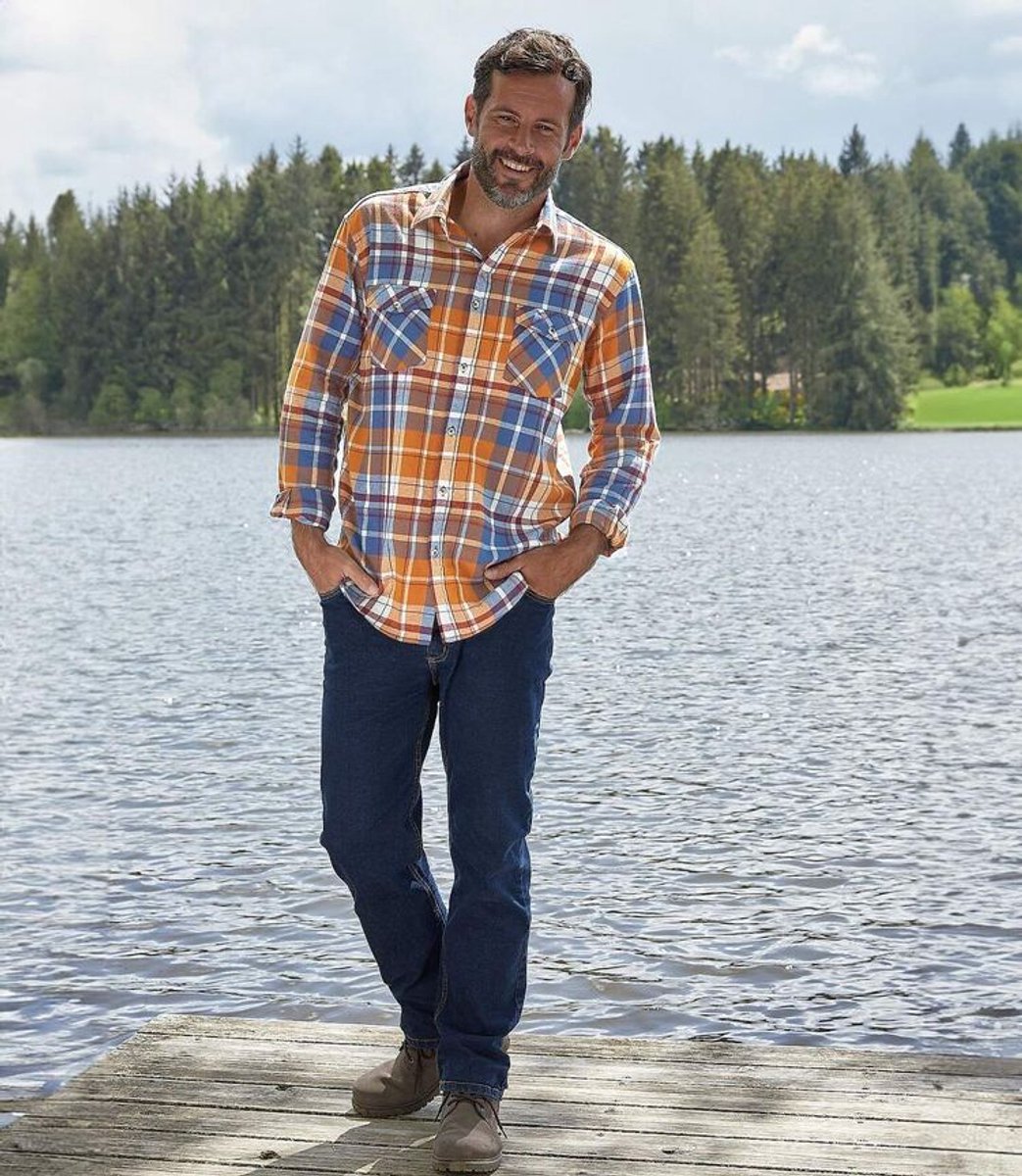 ATLAS FOR MEN - Flanellen overhemd met ruitjes - Heren - Verkrijgbaar in grote maten - 5XL