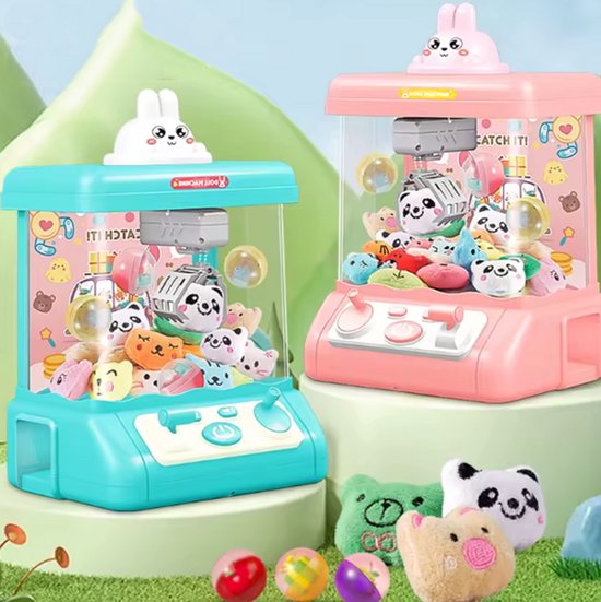 Grijpmachine voor kinderen met 10 knuffeldieren en 10 gas-pops