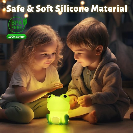 Schattige Kikker Nachtlampje - Zachte Siliconen LED Touch Lamp voor Kinderen - Dimbare Timer Draagbare Nachtlamp voor Baby en Peuter — afbeelding 5