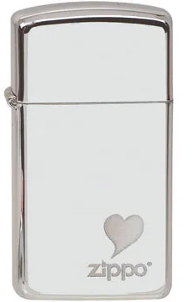 Zippo aansteker Heart - Chrome high polished Slim