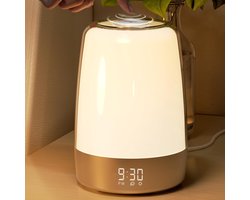 Wekker met opkomend licht - Lichtwekker - Digitale Wekker met lamp -6 Natuurgeluiden - Nachtlamp – Bedlamp – Lichttherapielamp – Snooze Functie - Wit