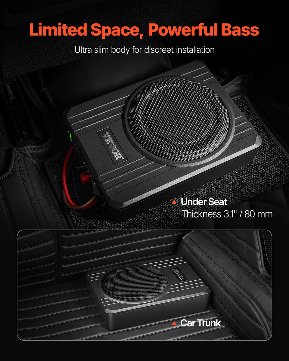 VEVOR Auto-Subwoofer Onder de Stoel 200 W Slank Actief Subwoofersysteem 203mm – foto 6